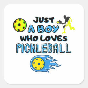 Grappige Pickleball Speler Gewoon Een Jongen Die V Vierkante Sticker
