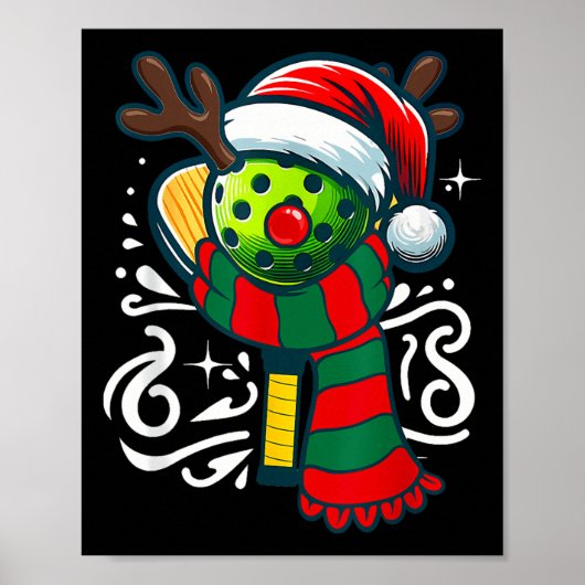 Grappige Pickleball Speler Kerstvakantie Rendier Poster (Voorkant)