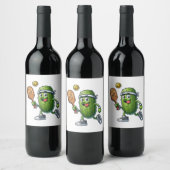 Grappige Pickleball speler Paddleball Lover Wijn Etiket (Flessen)