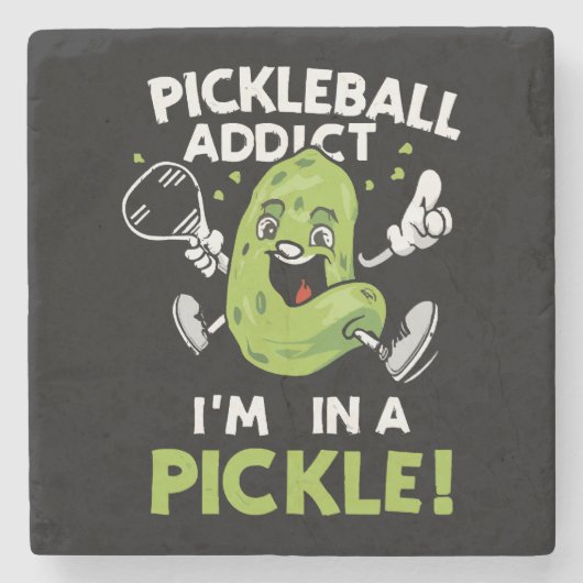 Grappige-Pickleball Stenen Onderzetter (Voorkant)