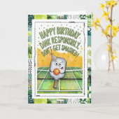Grappige Pickleball Verjaardagskaart Kaart (Gele Bloem)