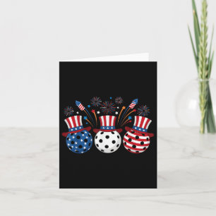 Grappige Pickleball-Vuurwerk Amerikaanse Vlag 4 ju Kaart