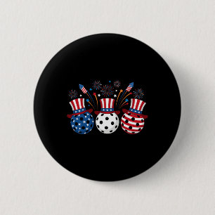 Grappige Pickleball-Vuurwerk Amerikaanse Vlag 4 ju Ronde Button 5,7 Cm