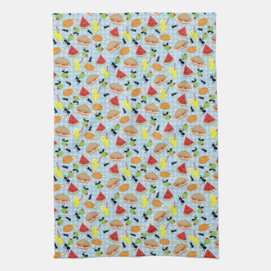 Grappige picknick voedsel patroon handdoek (Verticaal)