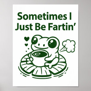 Grappige Pijprokende Kikker Kikkervisje Wind Laats Poster