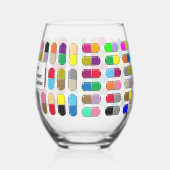 Grappige Pillen En Dranken Wijnglas Zonder Voet (Links)