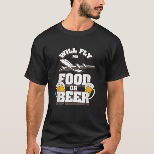 Grappige piloot GIF Aviation zal vliegen voor eten T-shirt (Voorkant)