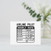 Grappige piloot uurtarief luchtvaart briefkaart (Staand voorkant)
