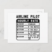 Grappige piloot uurtarief luchtvaart briefkaart (Voorkant / Achterkant)