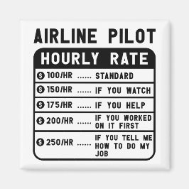 Grappige piloot uurtarief luchtvaart magneet