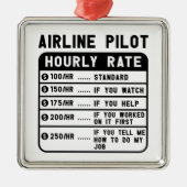 Grappige piloot uurtarief luchtvaart metalen ornament (Voorkant)