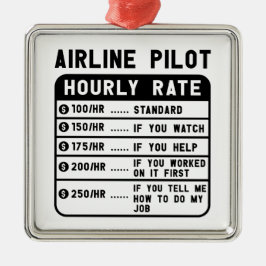 Grappige piloot uurtarief luchtvaart metalen ornament