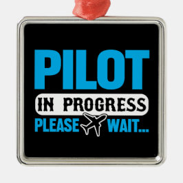 Grappige Pilot in Progress Flight School Student Metalen Ornament