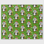 "Grappige Pingouin" Kerstthema Cadeaupapier (Vlak)