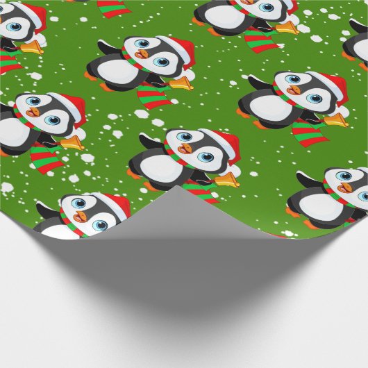 "Grappige Pingouin" Kerstthema Cadeaupapier (Hoek)