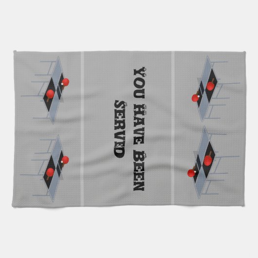 Grappige pingpongtafel met vleermuizen en bal, theedoek (Horizontaal)