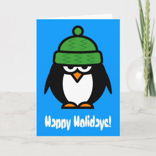 Grappige pinguïn cartoon kerstgroet kaart