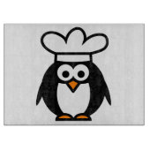 Grappige pinguïn chef-kok cartoon glazen snijplank (Voorkant)