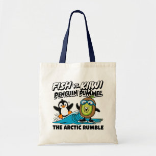 Grappige pinguïn en kiwi tote bag