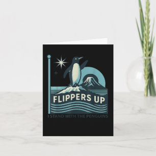 Grappige pinguïn flippers omhoog Ik sta met de pin Kaart