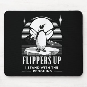 Grappige pinguïn flippers omhoog Ik sta met de pin Muismat