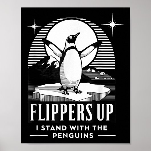 Grappige pinguïn flippers omhoog Ik sta met de pin Poster (Voorkant)