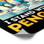 Grappige pinguïn flippers omhoog Ik sta met de pin Poster (Hoek)