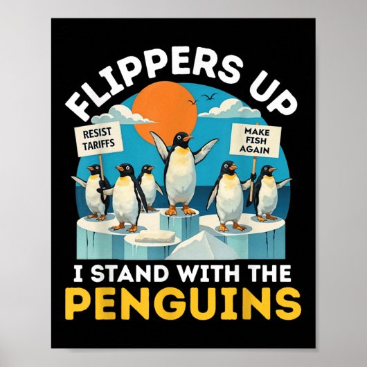 Grappige pinguïn flippers omhoog Ik sta met de pin Poster (Voorkant)