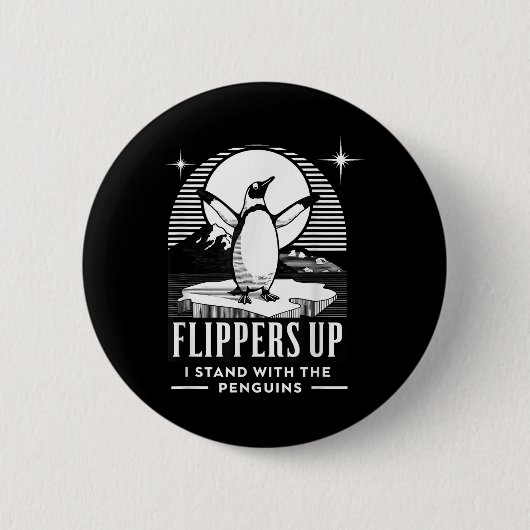 Grappige pinguïn flippers omhoog Ik sta met de pin Ronde Button 5,7 Cm (Voorkant)