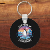Grappige pinguïn flippers omhoog Ik sta met de pin Sleutelhanger (Voorkant)