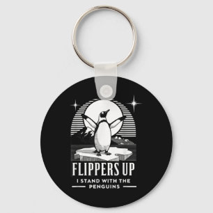 Grappige pinguïn flippers omhoog Ik sta met de pin Sleutelhanger