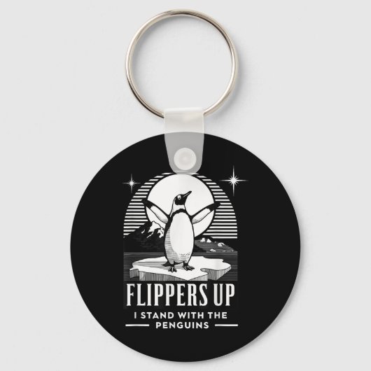 Grappige pinguïn flippers omhoog Ik sta met de pin Sleutelhanger (Voorkant)