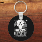 Grappige pinguïn flippers omhoog Ik sta met de pin Sleutelhanger (Voorkant)