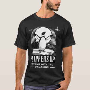 Grappige pinguïn flippers omhoog Ik sta met de pin T-shirt