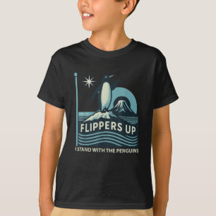 Grappige pinguïn flippers omhoog Ik sta met de pin T-shirt