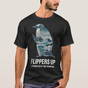 Grappige pinguïn flippers omhoog Ik sta met de pin T-shirt