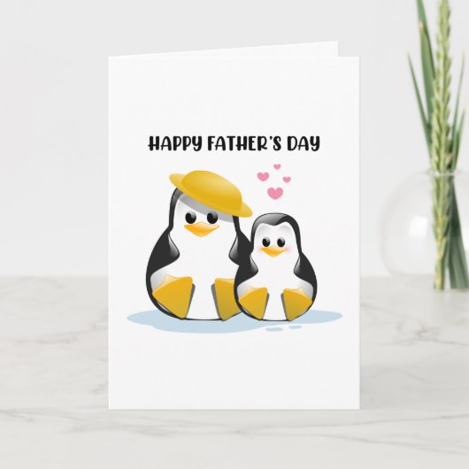 Grappige Pinguïn Gefeliciteerd Vaderdag  Kaart (Voorkant)