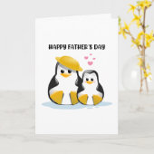 Grappige Pinguïn Gefeliciteerd Vaderdag  Kaart (Gele Bloem)