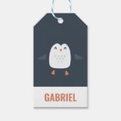 grappige pinguïn-gepersonaliseerde kinderen cadeaulabel (Voorkant)