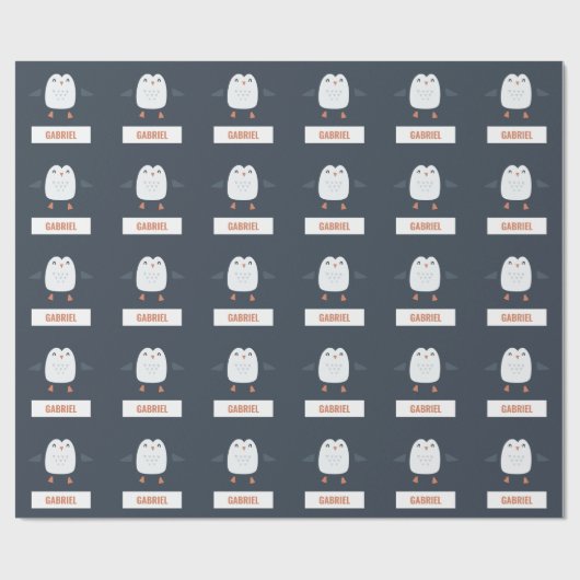 grappige pinguïn-gepersonaliseerde kinderen cadeaupapier (Vlak)