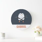 grappige pinguïn-gepersonaliseerde kinderen grote klok (Huis)