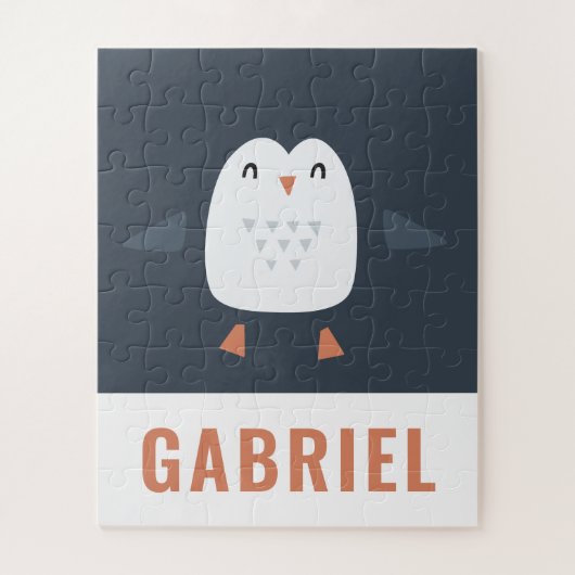 grappige pinguïn-gepersonaliseerde kinderen legpuzzel (Verticaal)