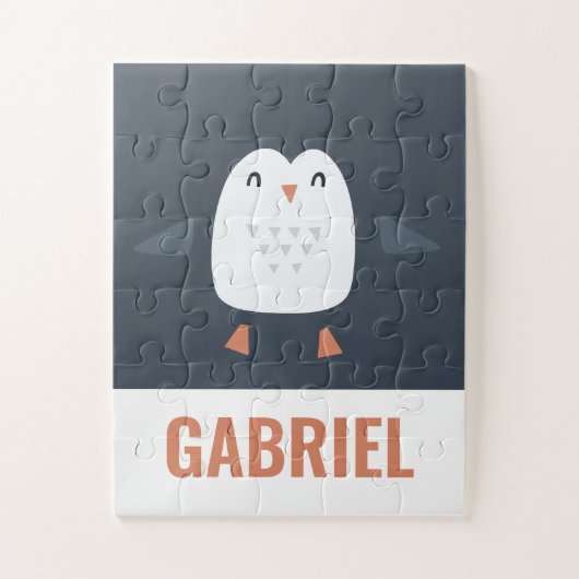 grappige pinguïn-gepersonaliseerde kinderen legpuzzel (Verticaal)