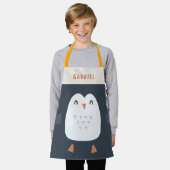 grappige pinguïn gepersonaliseerde kinderen schort (Gedragen)