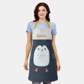 grappige pinguïn gepersonaliseerde kinderen schort (Gedragen)