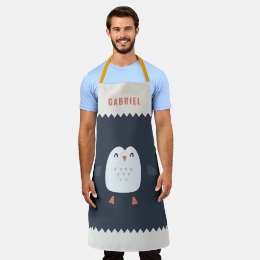 grappige pinguïn gepersonaliseerde kinderen schort (Gedragen)