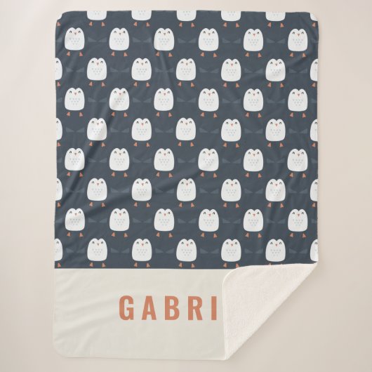 grappige pinguïn gepersonaliseerde kinderen sherpa deken (Voorkant)