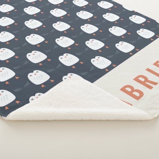 grappige pinguïn gepersonaliseerde kinderen sherpa deken (3/4)