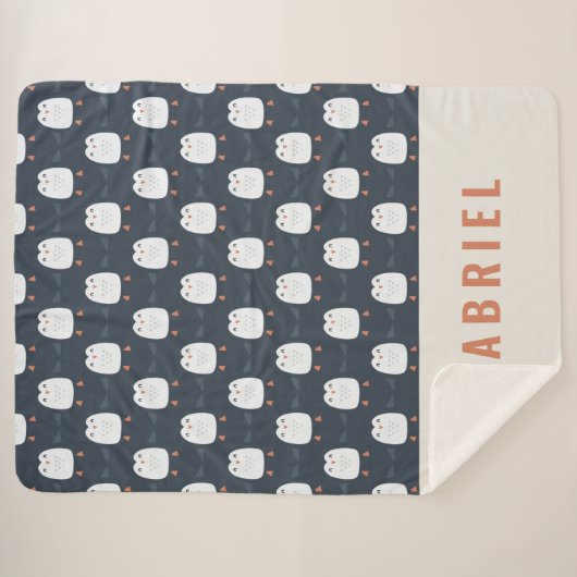 grappige pinguïn gepersonaliseerde kinderen sherpa deken (Voorkant (horizontaal))