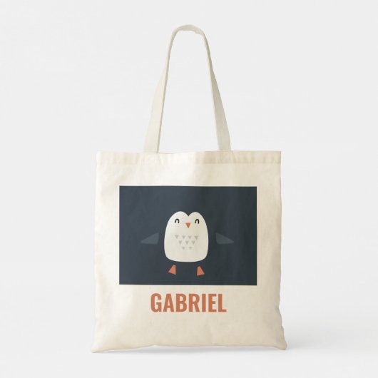grappige pinguïn-gepersonaliseerde kinderen tote bag (Achterkant)